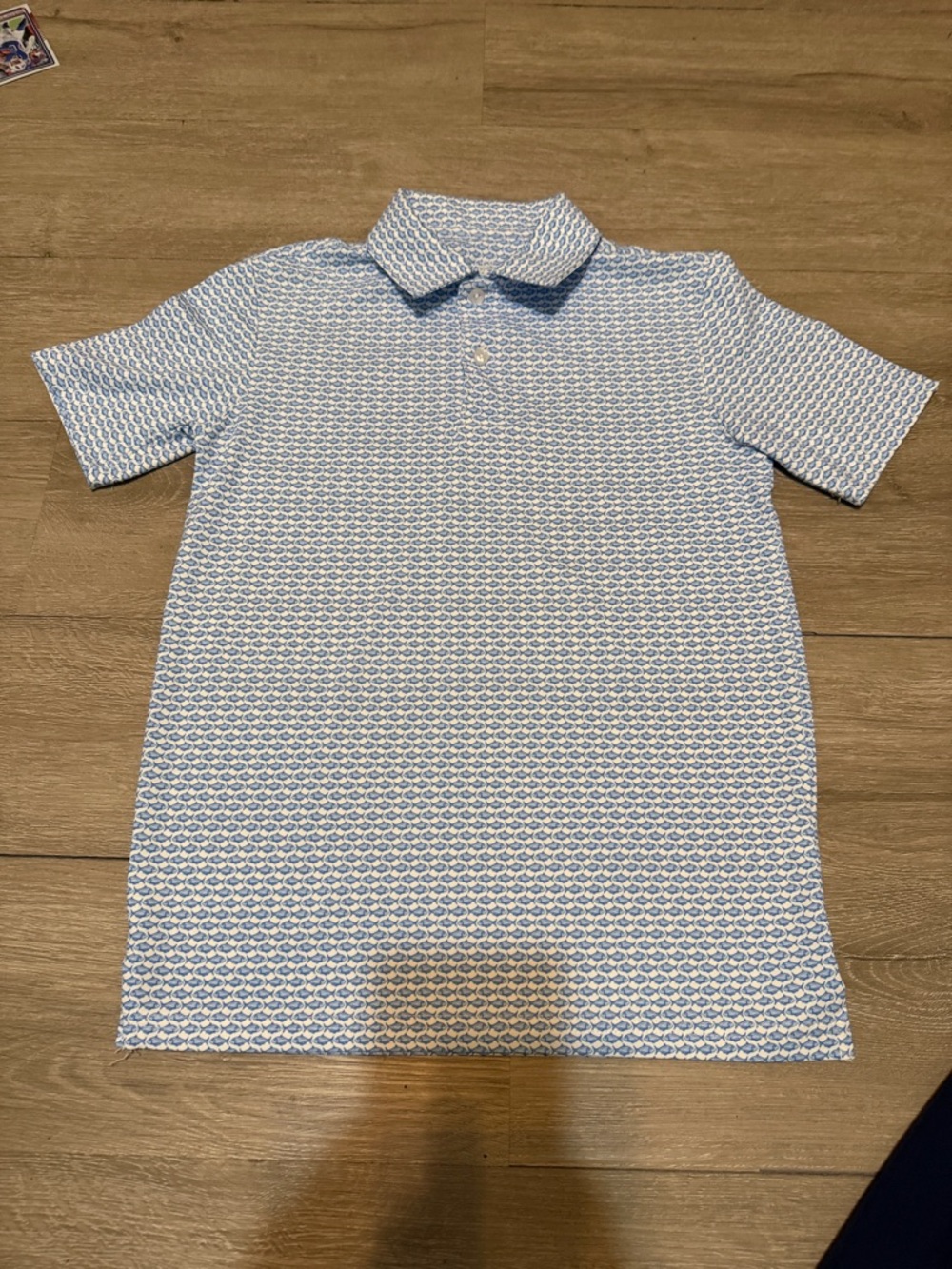 Class Club Boys  Light Blue Patterned Polo Shirt size 10/12